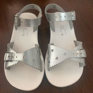 Silver Saltwater Sandals (Sweet Heart) size 12